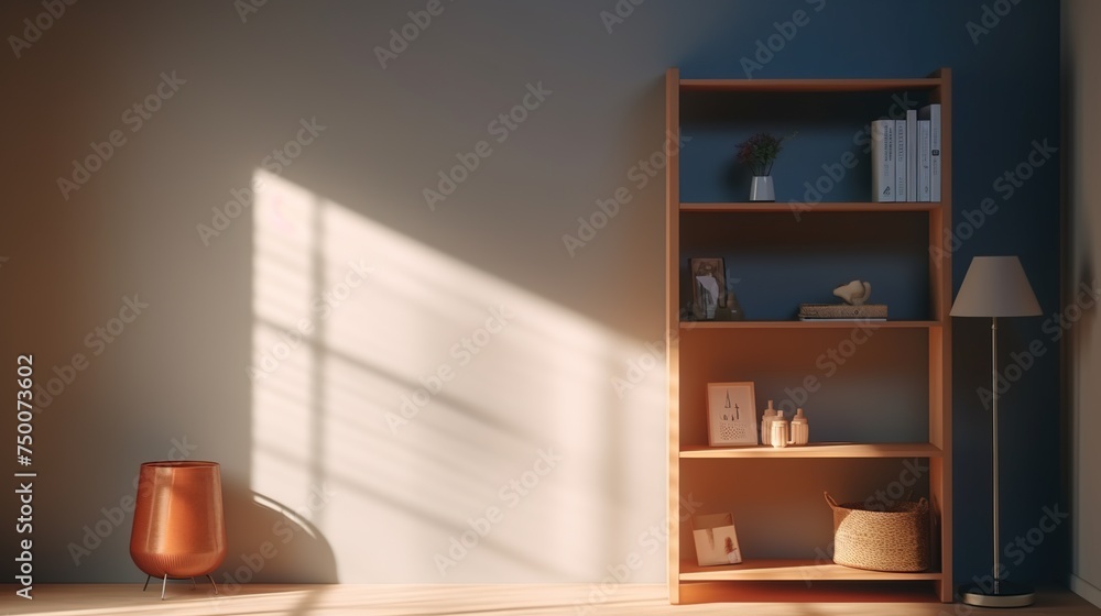 Poster minimal room corner with natural lighting and shadow for product display and presentation background