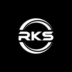 RKS letter logo design with black background in illustrator, vector logo modern alphabet font overlap style. calligraphy designs for logo, Poster, Invitation, etc.