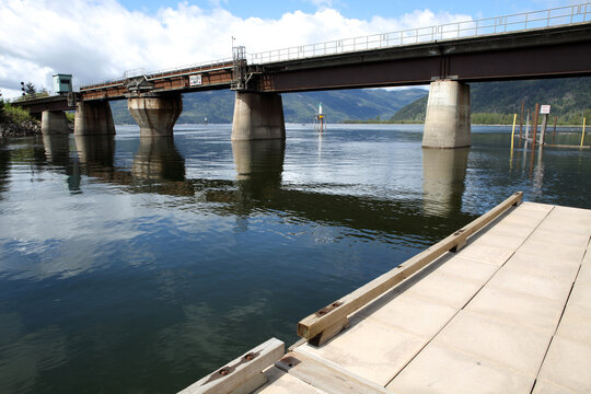 Sicamous - pier on the Shuswap Lake Channel - Trans-canadian Highway 1 - British Columbia - Canada
