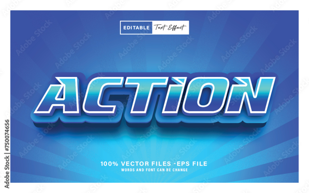 Fototapete action 3d editable vector text effect