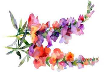 A Snapdragon watercolor isolated on transparent background. PNG file