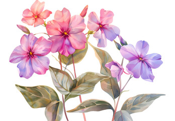 flowers Creeping Phlox watercolor isolated on transparent background. PNG file