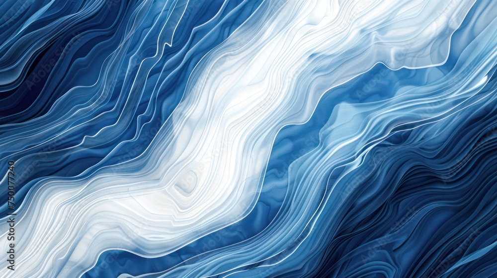 Poster an abstract image showcasing beautiful, flowing blue wavy lines creating a visual texture that resem