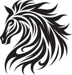 Elegant Tribal Horse Head in Abstract Style