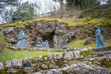 The places of the Apparition, Sanctuary of the Madonna Addolorata. Castelpetroso, Isernia, Molise,...