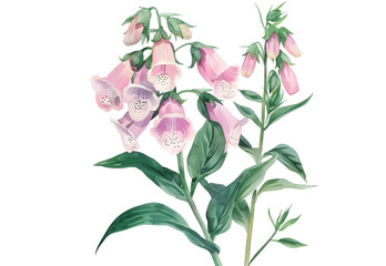 Foxglove watercolor isolated on transparent background. PNG file