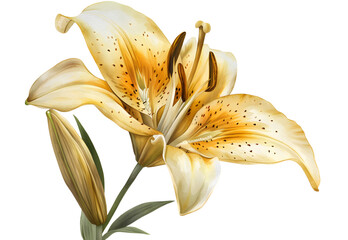 A Lily watercolor isolated on transparent background. PNG file