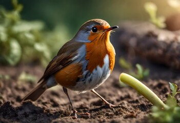 Fototapeta premium robin in the grass