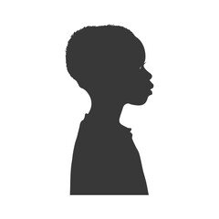 Silhouette african boy black color only