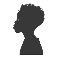 Silhouette african boy black color only