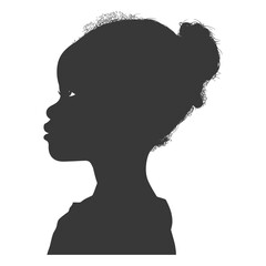 Silhouette african girl alone black color only