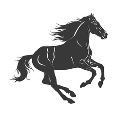 Obraz na płótnie Canvas Silhouette a horses galloping black color only