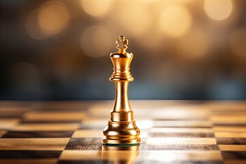 Gold chess pieces on chess board game for business metaphor leader concept background