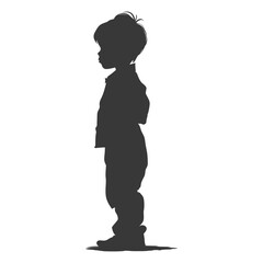 Silhouette asian boy black color only