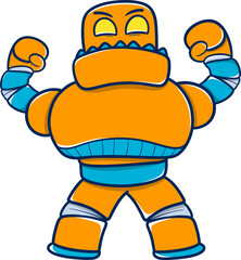 cartoon of a confident robot with raised fists