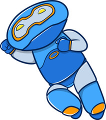 Cartoon robot floating in space