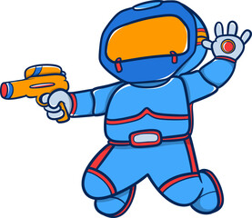 Cartoon robot with a blaster