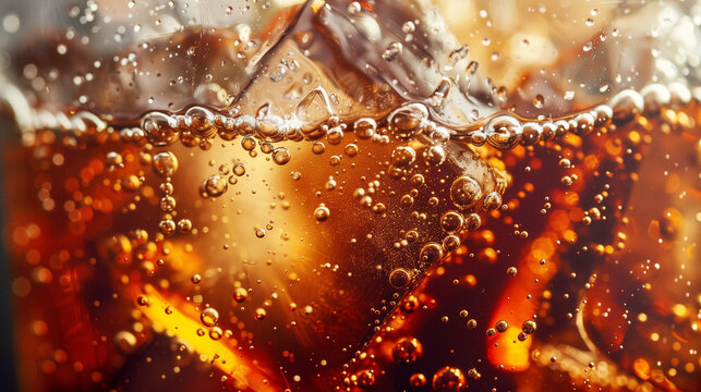 cola mit eiswürfeln in einem glas, getränke als hintergrund, Kohlensäure im soft drink, realistisch, schwarz, flüssigkeit, cocktail, gießen, erfrischend