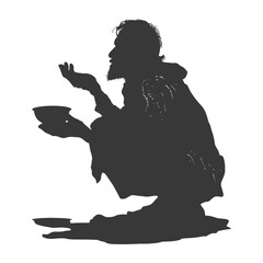 Silhouette beggar black color only full body