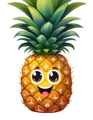 Illustration of a fruit pineapple with a funny face