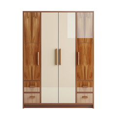wooden wardrobe on transparent background