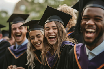 Joyful Graduates Celebrating Commencement with Laughter and Smiles