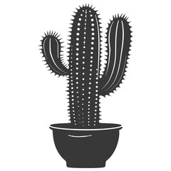 Silhouette cactus plant in the vase black color only