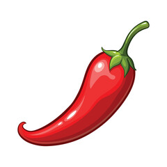 Red Chili Pepper Illustration on White Background