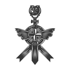 Naklejka premium Silhouette war medal of honor black color only
