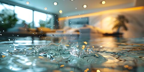 Water damaged ceiling section collapsed creating a dangerous situation for homeowners. Concept Ceiling Collapse, Water Damage, Home Safety, Emergency Repairs, Property Damage - obrazy, fototapety, plakaty
