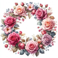 rose flower frame, illustration bouquet, gift flowers