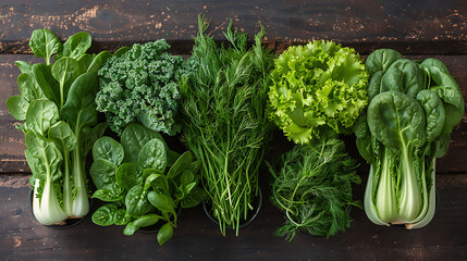 Baby greens such as spinach, lettuce, dill, parsley and chives