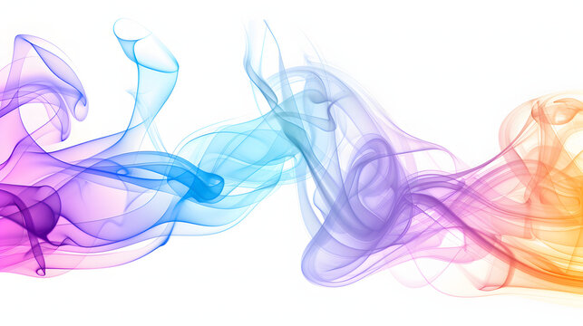 Abstract colorful smoke background Isolated on white background