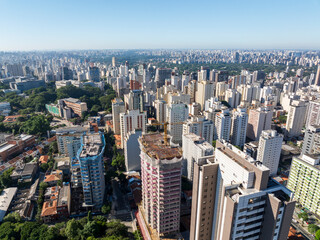 Foto aérea da região de Pinheiros em São Paulo, proxima ao cemitério do Araxá e tambem da avenida Paulista