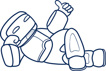 Cartoon robot lying down with a relaxed pose outline