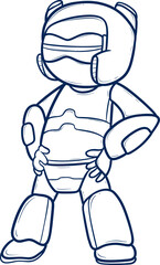 cartoon robot character standing with a confident pose outline