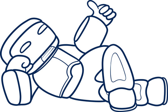 recommend clip art: Cartoon robot lying down with a relaxed pose outline
