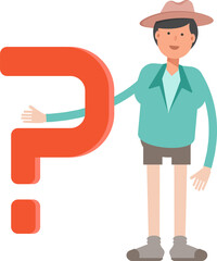 Boy Character and Question Mark
