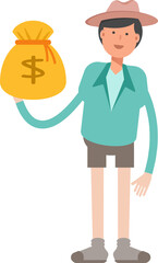 Boy Character Holding Dollar Sack
