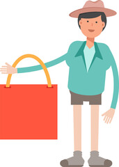 Boy Character Holding Shopping Bag
