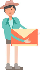 Boy Character Holding Mail
