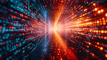 Obraz premium Matrix of digital technology and science network, portraying a futuristic landscape of information flow and cyber connectivity