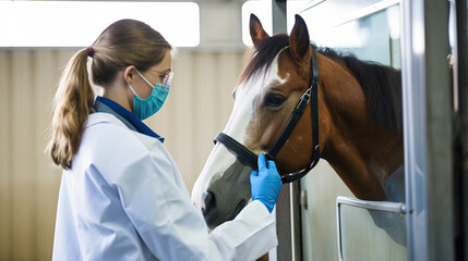 Veterinary Horses on the farm conducting a review. World Veterinarian Day