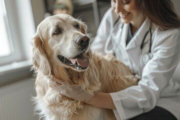 Veterinarian doctor making check-up of the dog. World Veterinarian Day