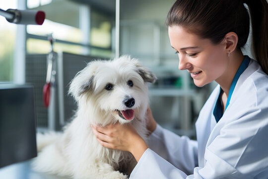 Veterinarian doctor making check-up of the dog. World Veterinarian Day
