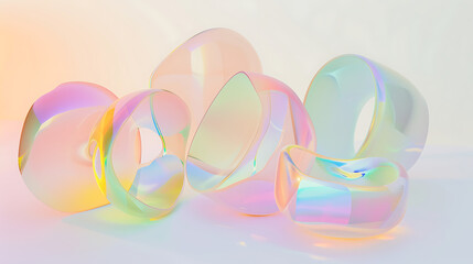 minimalist holographic background, smooth forms, shapeless, glass