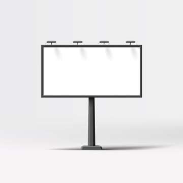 Render Style outdoor road billboard for advertising OOH poster print, large canvas with lights