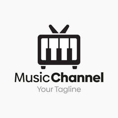 Vector Illustration for Music Channel Logo: A Design Template Merging Concepts of a Television and Piano Shape