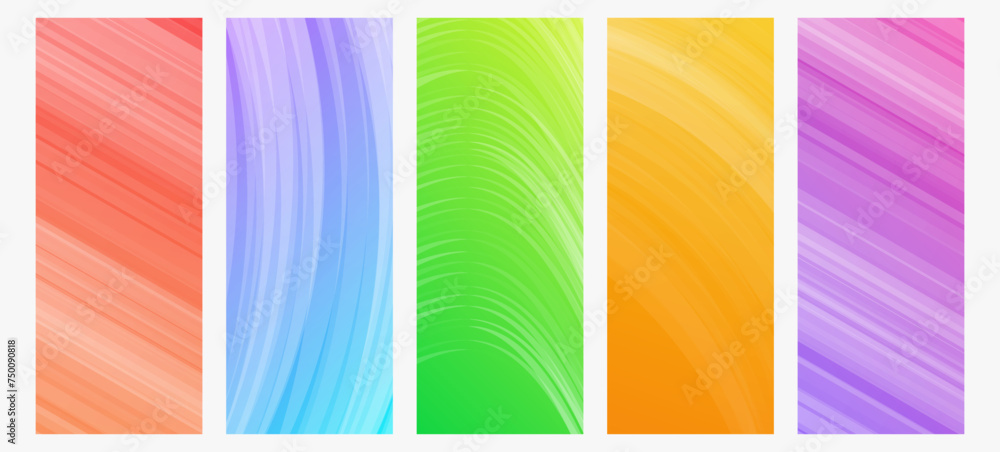 Poster set of modern gradient backgrounds with wave line