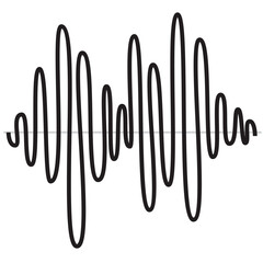 Vector illustration of black sound wave icon. Abstract music waves, radio signal frequencies and digital sound visualization. isolated on a white background